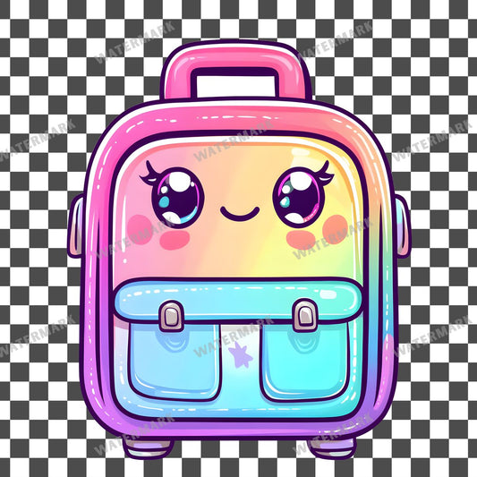 Suitcase Backpack Kawaii Style Clipart Pngs