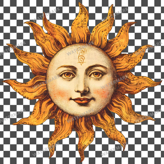 Sun Vintage Style Clipart Pngs