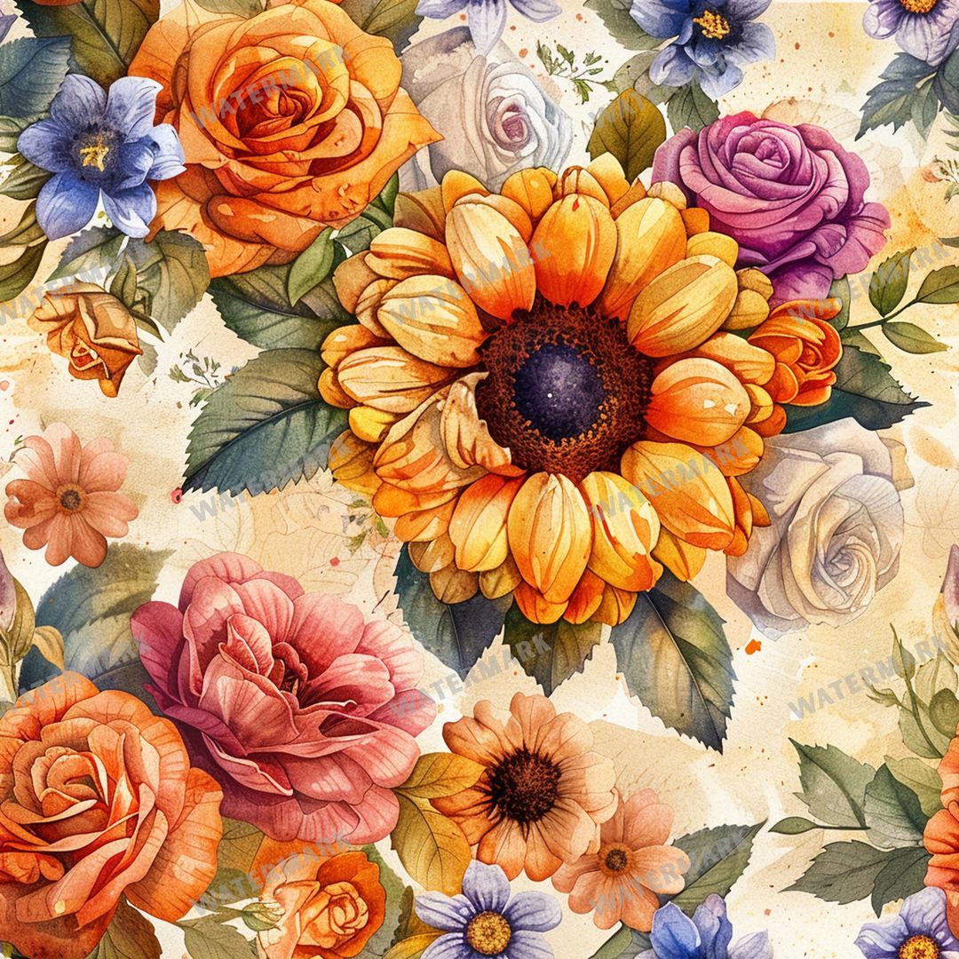 Sunflowers Seamless Pattern
