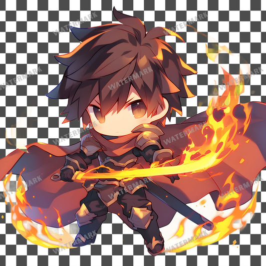 Swordsman Flame Blade Clipart Pngs