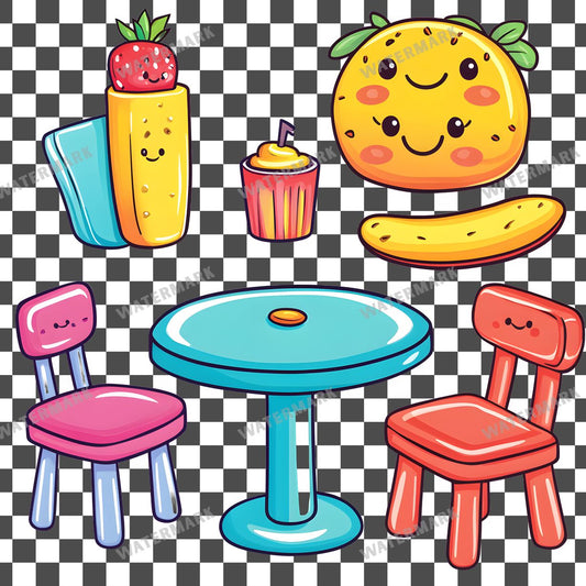 Table Kawaii Style Clipart Pngs