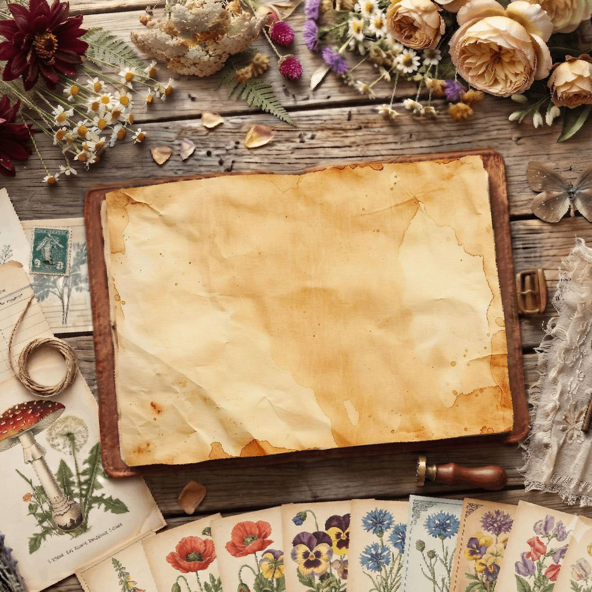 Tea printable junk journal papers, digital download preview