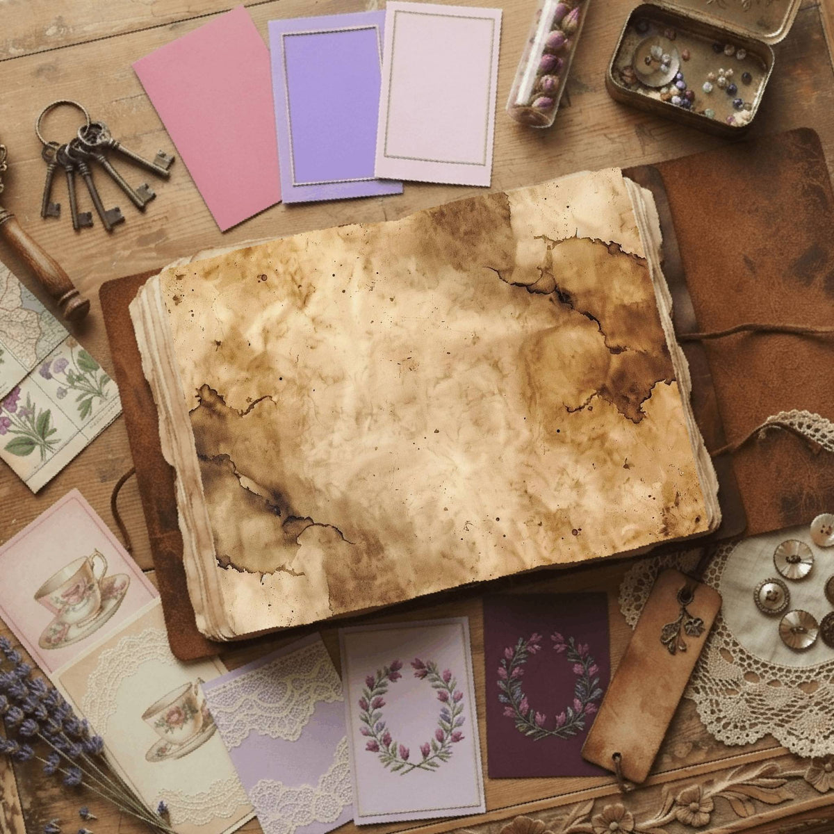 Tea printable junk journal papers, digital download preview