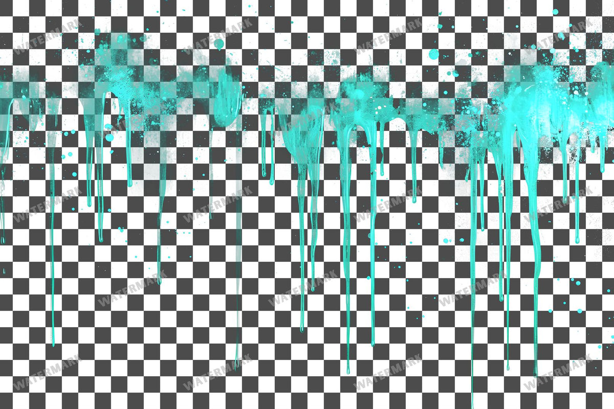 Teal Paint Drips Glowing Paint Transparent Overlay Pngs