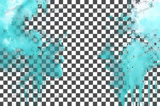 Teal Paint Splatter Abstract Splashes Transparent Overlay Pngs