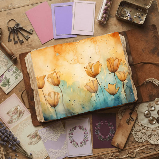 Teal Tulips Digital Papers
