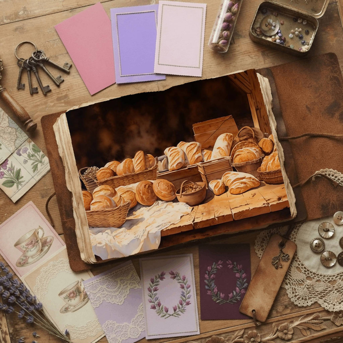 The Bakery printable junk journal papers, digital download preview