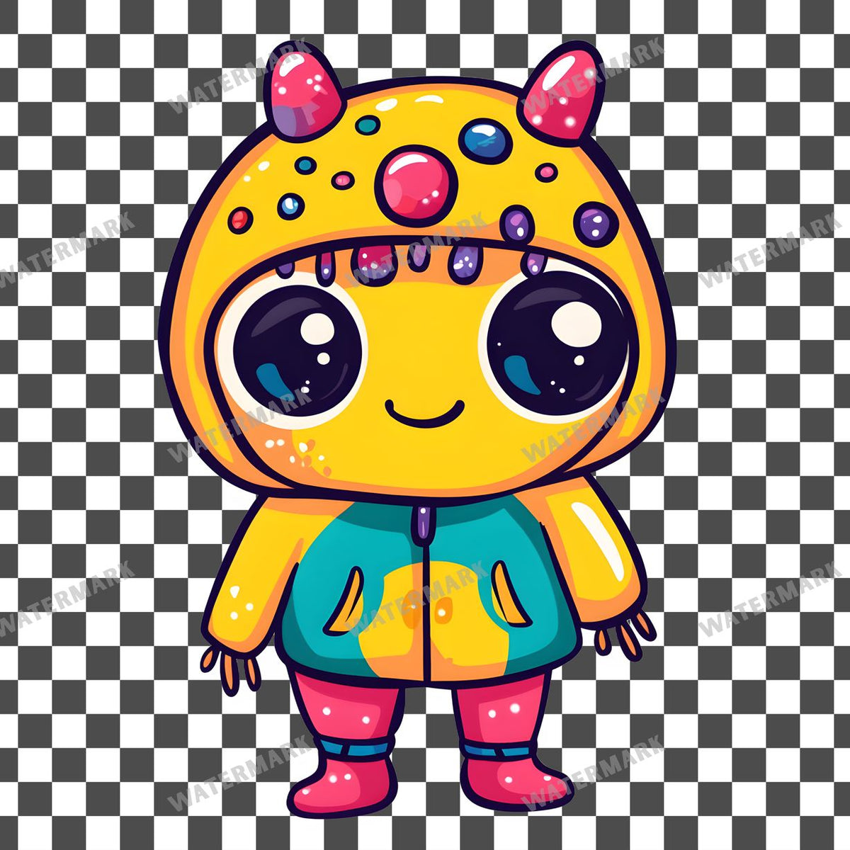 Train Kawaii Style clipart PNG on a transparent background, design 1