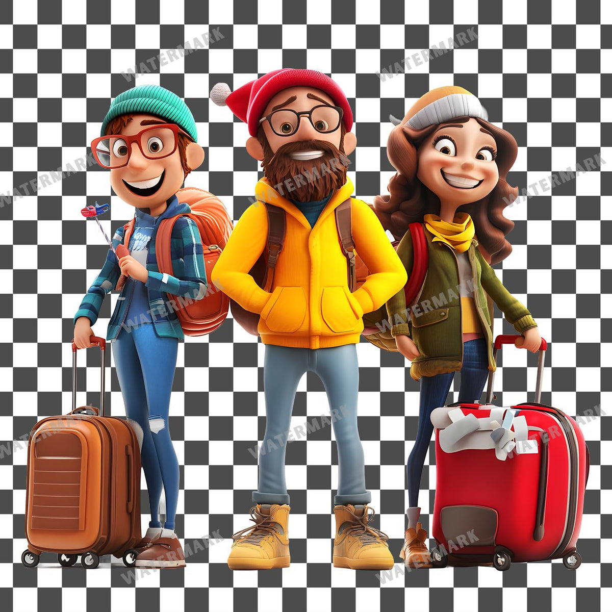 Traveling Characters Clipart Pngs