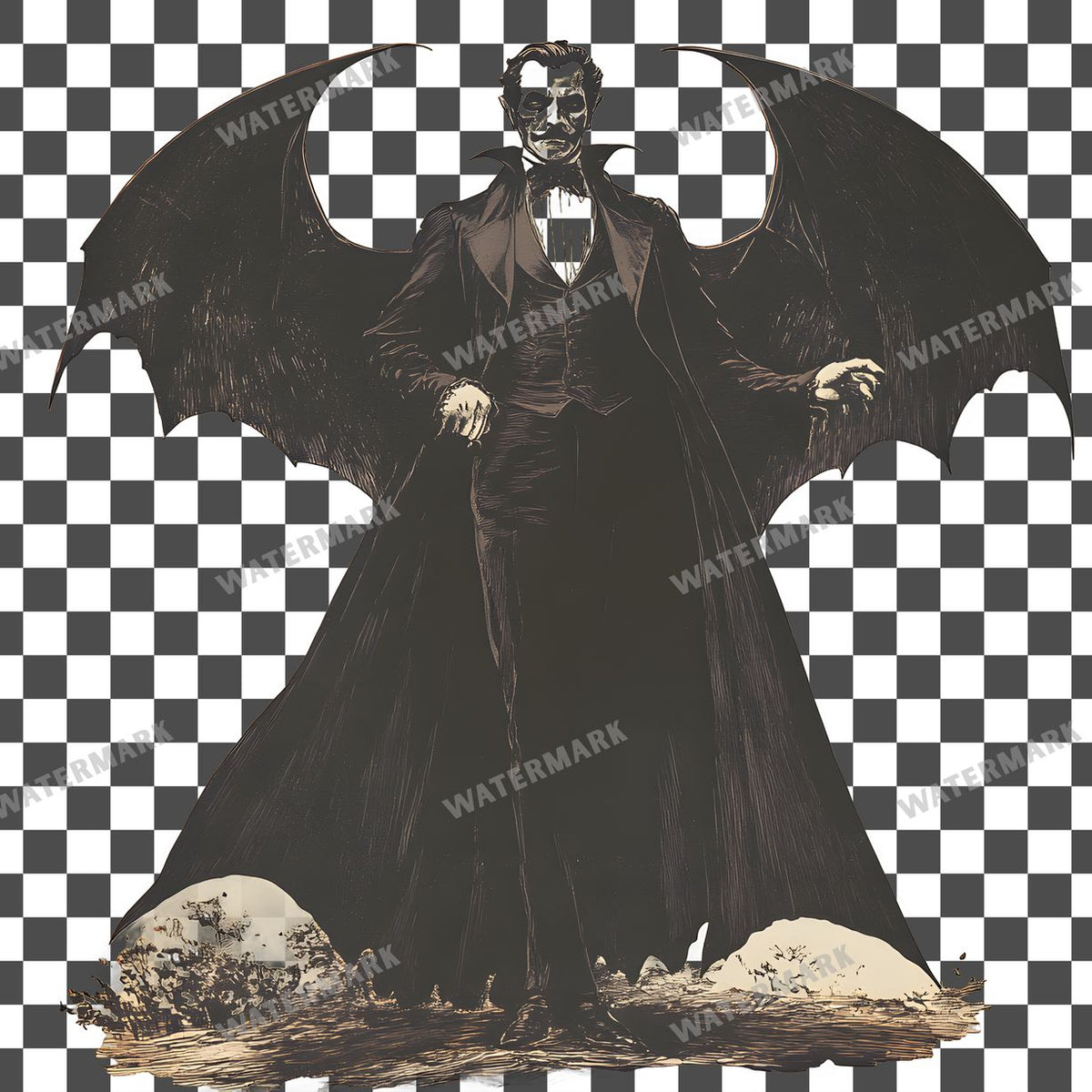 Vampire Vintage Style Clipart Pngs
