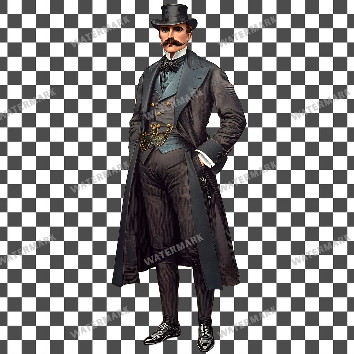 Victorian Man Vintage Style Clipart Pngs