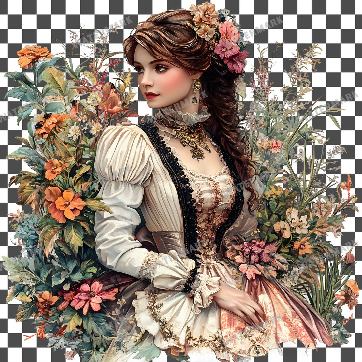 Victorian Woman Vintage Style Clipart Pngs