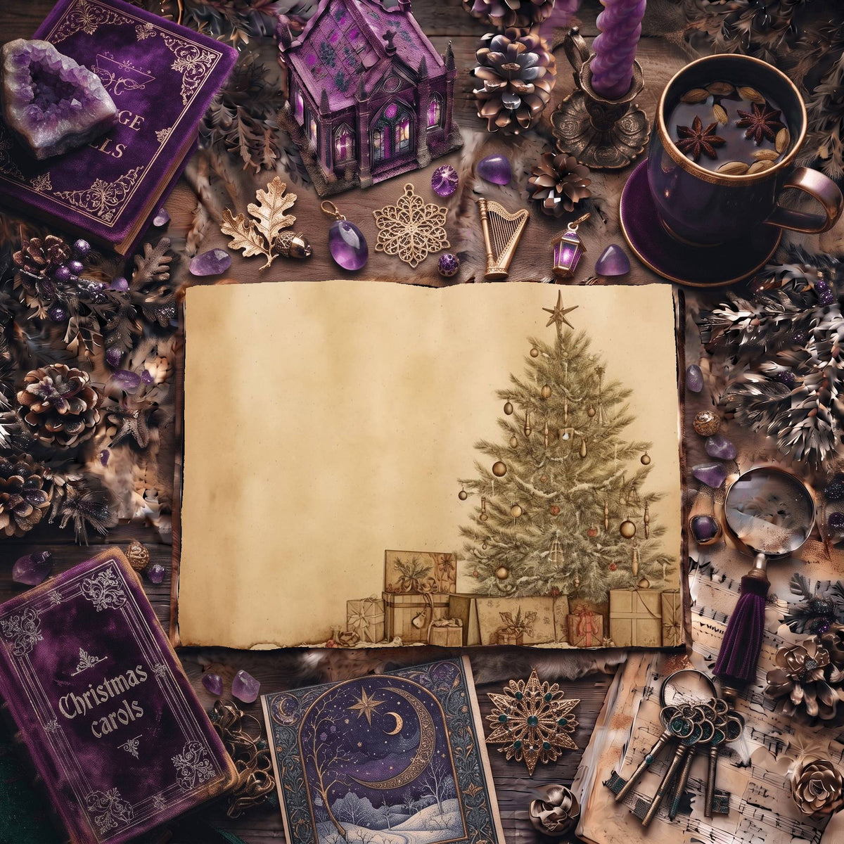 Vintage Christmas Tree Digital Papers