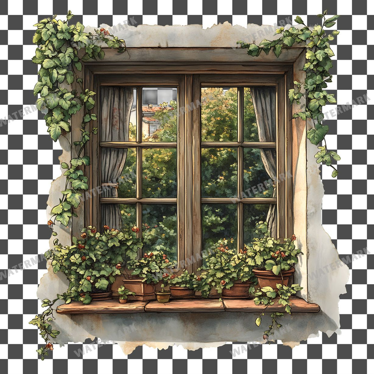 Window Vintage Style Clipart Pngs