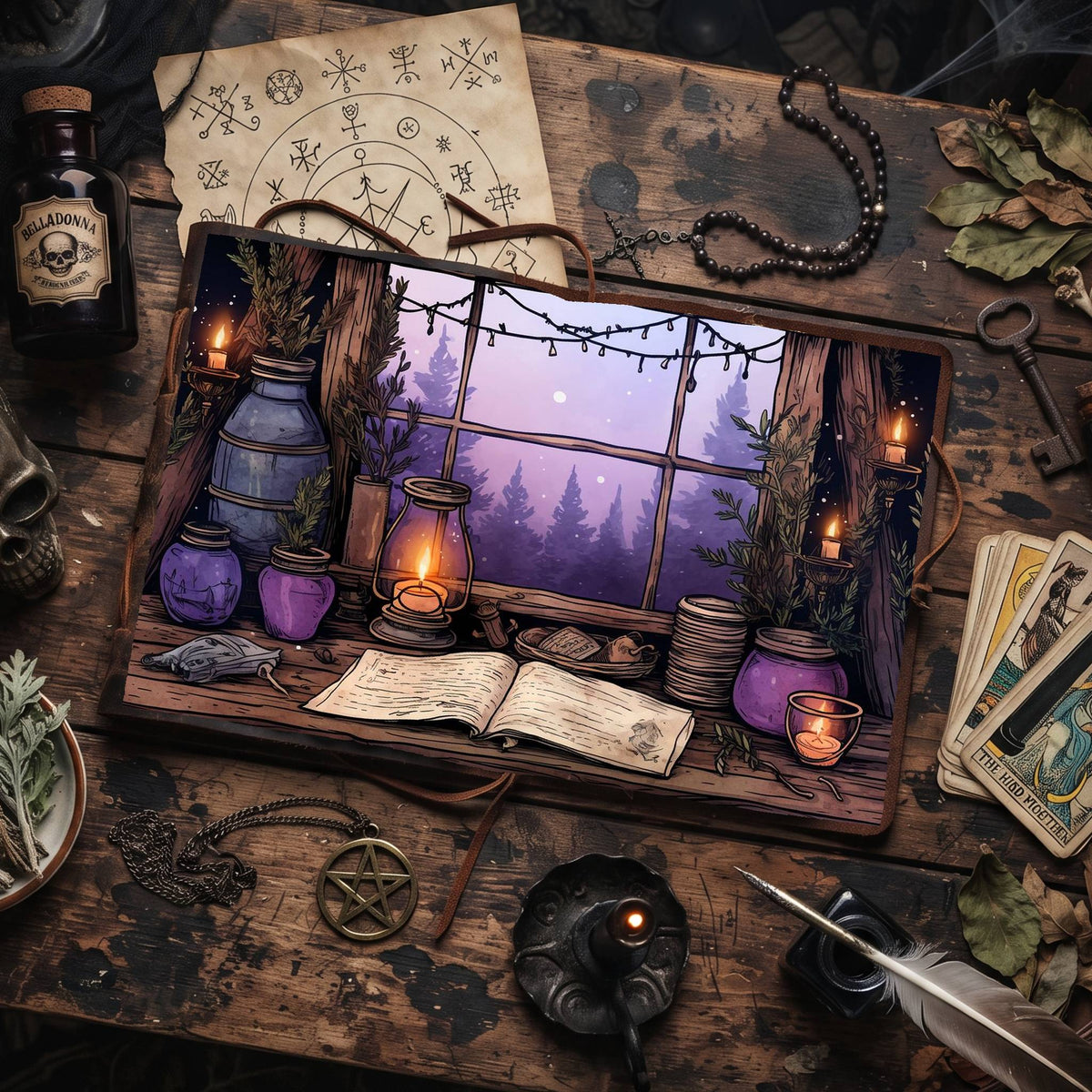Witch Halloween printable junk journal papers, digital download preview