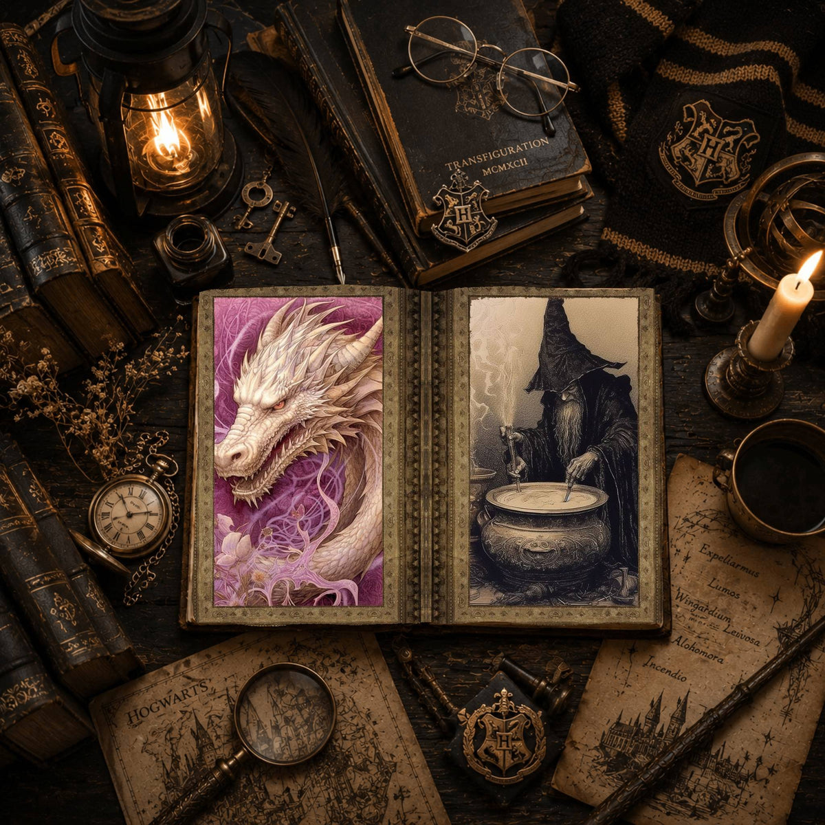 Witch Halloween printable junk journal papers, digital download preview