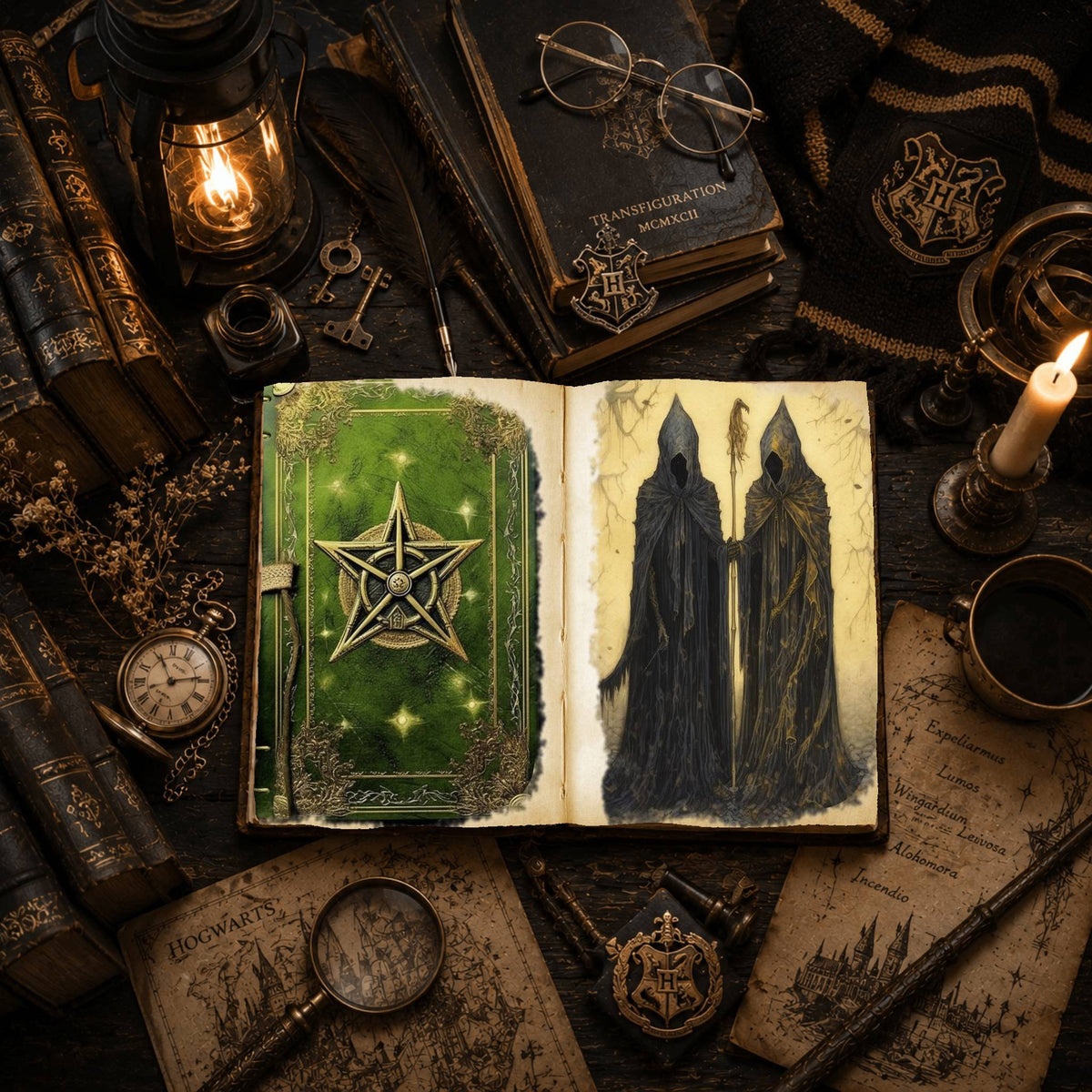 Witch Halloween printable junk journal papers, digital download preview