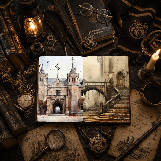 Witch Halloween printable junk journal papers, digital download preview