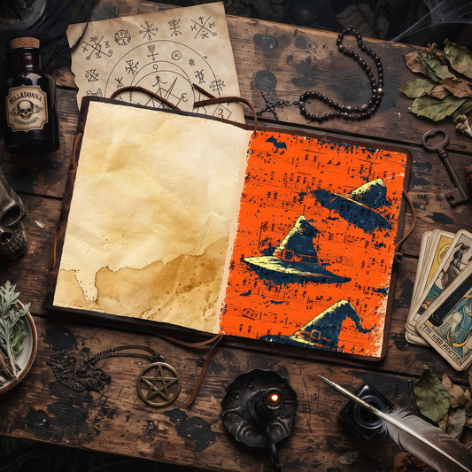 Witch Halloween printable junk journal papers, digital download preview