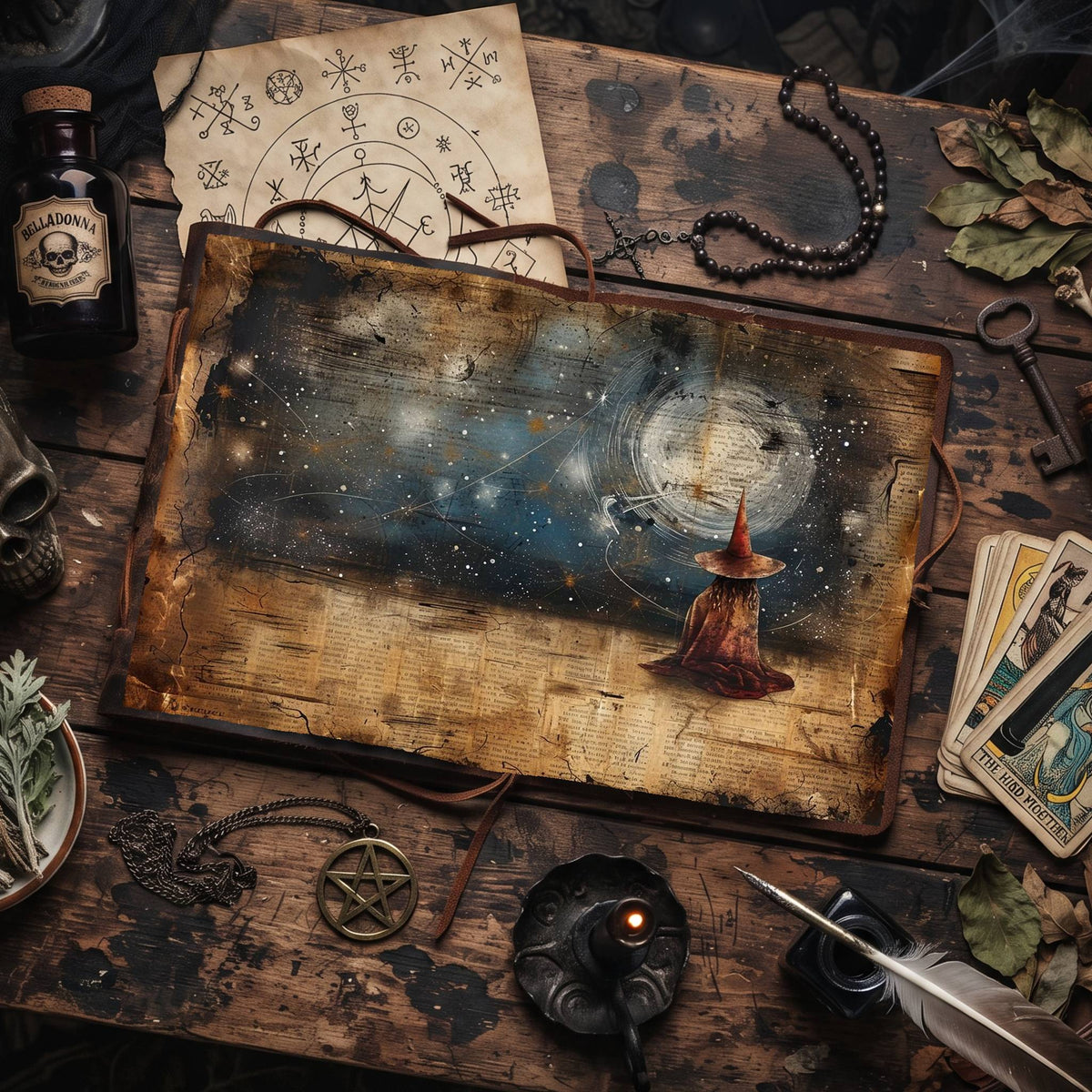 Witch Halloween printable junk journal papers, digital download preview