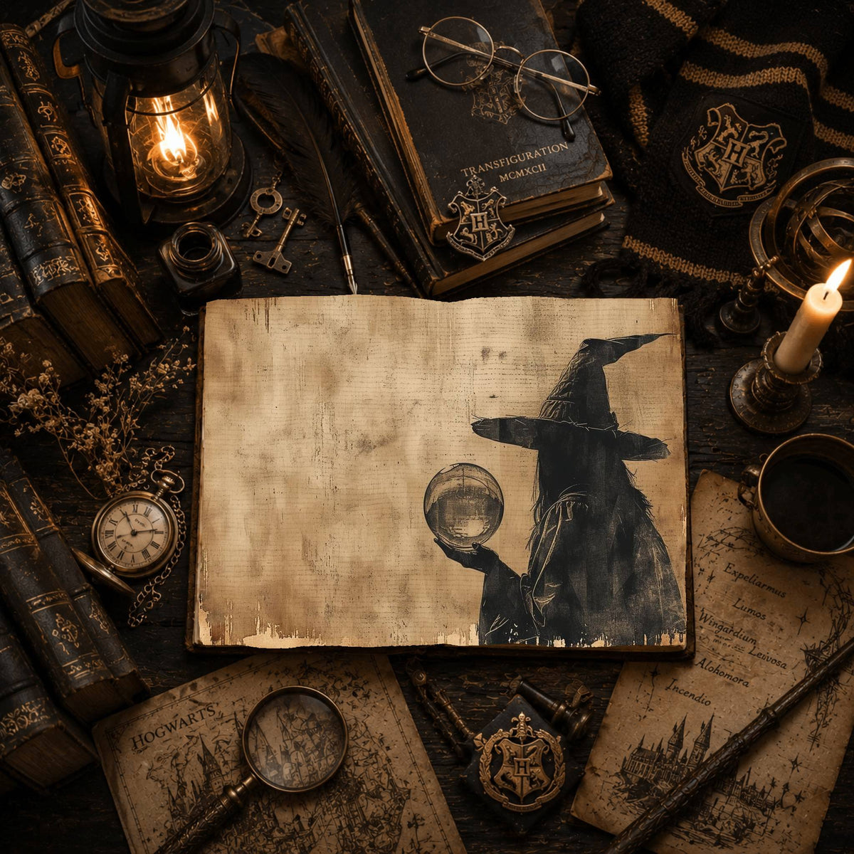Witch Halloween printable junk journal papers, digital download preview