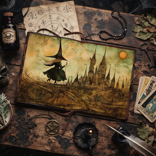Witch Halloween printable junk journal papers, digital download preview