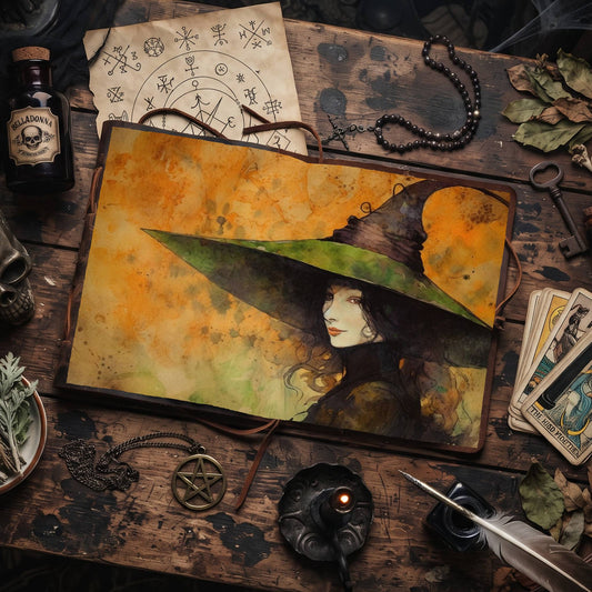 Witch Halloween printable junk journal papers, digital download preview