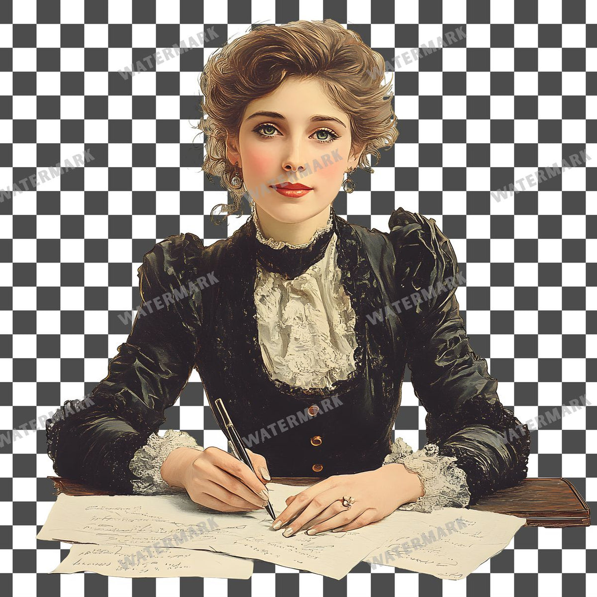 Woman Writer Vintage Style Clipart Pngs