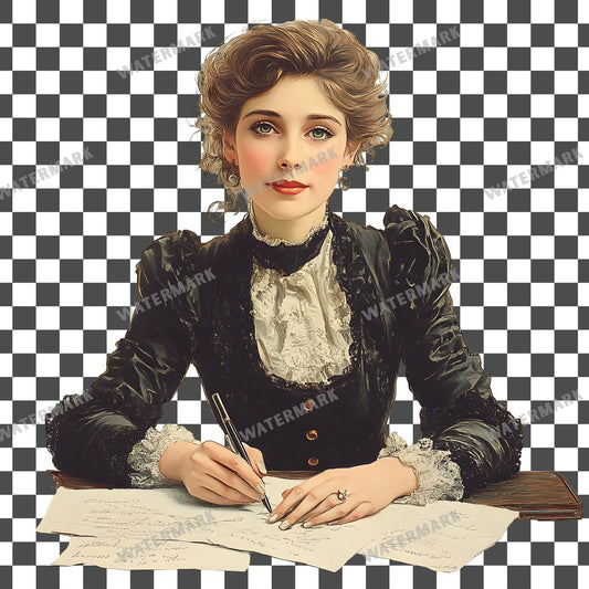 Woman Writer Vintage Style Clipart Pngs