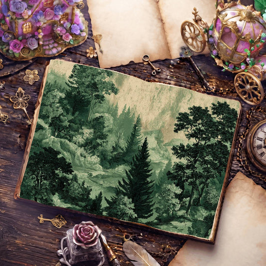 Woodland Forest Painterly Style Digital Papers