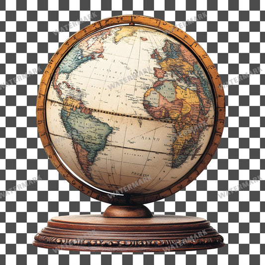 World Globe Vintage Style Clipart Pngs