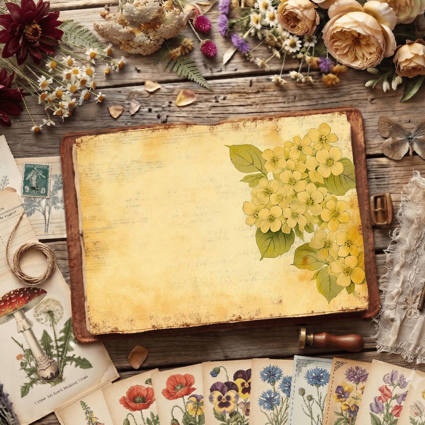 Yellow Hydrangea Digital Papers
