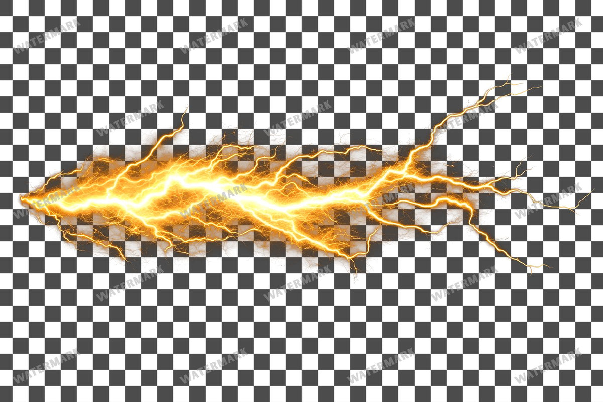 Yellow Lightning Strike Transparent Overlay Pngs