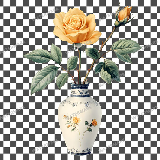 Yellow Rosease Vintage Style Clipart Pngs