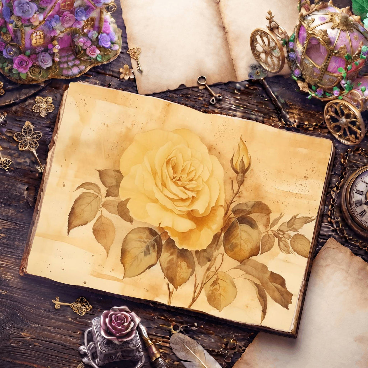 Yellow Roses Digital Papers