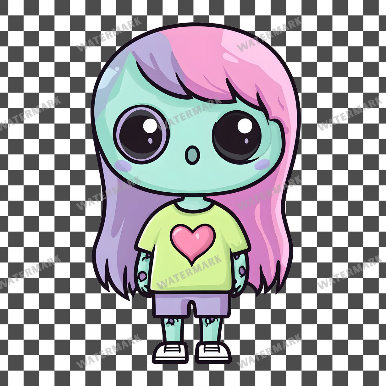 Zombie Kawaii Style Clipart Pngs