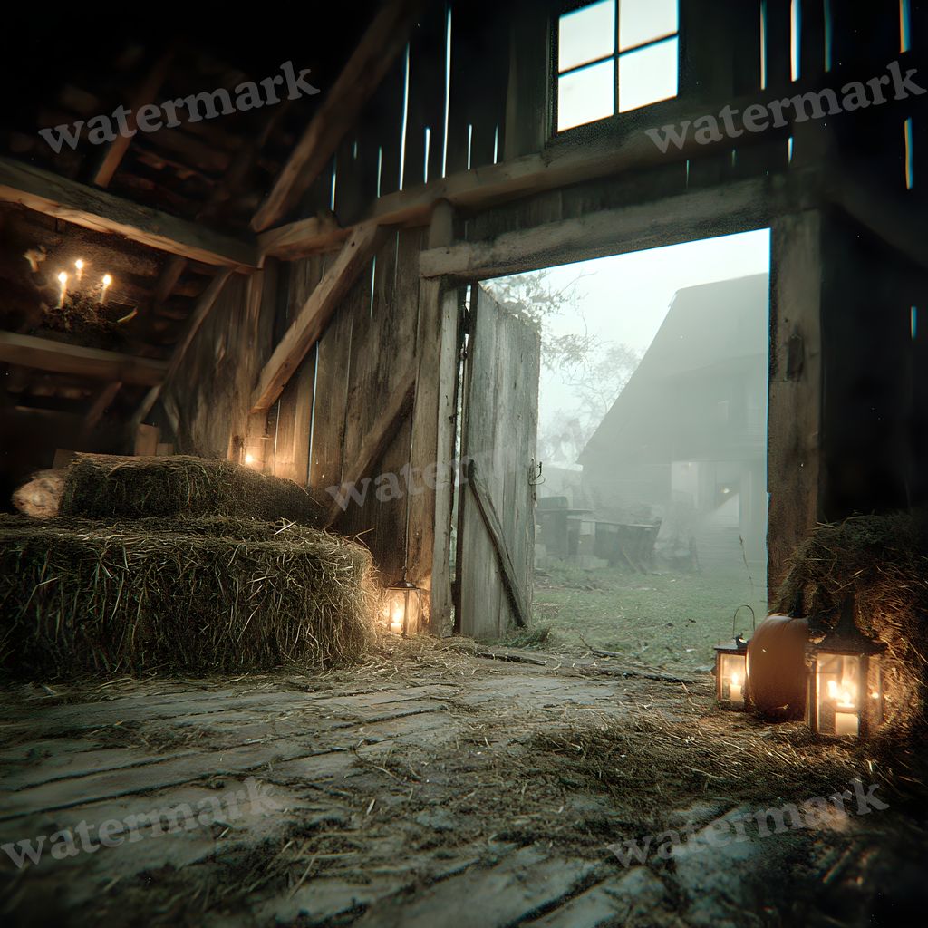 Abandoned Barn Loft At Midnight Backdrop Images