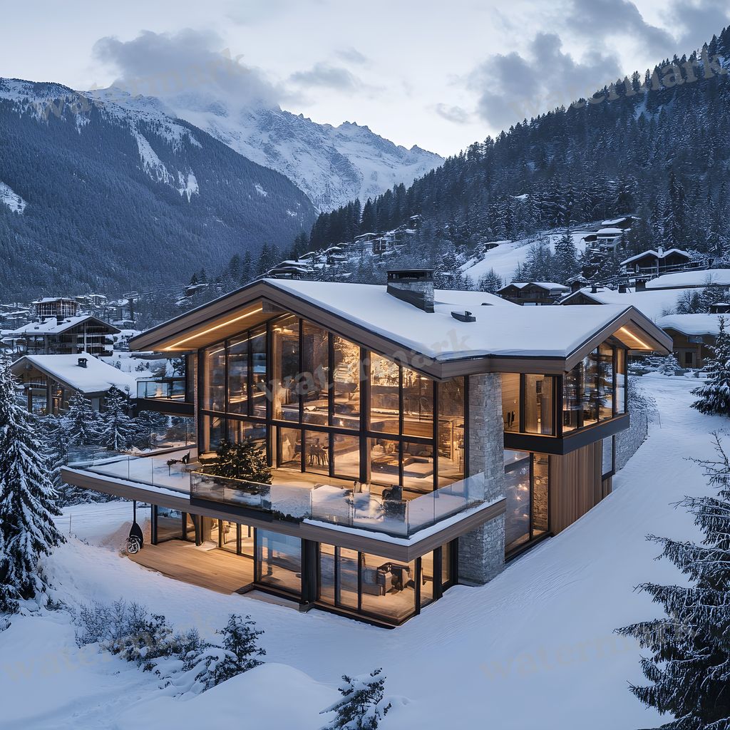 Alpine Ski Chalet Backdrop Images