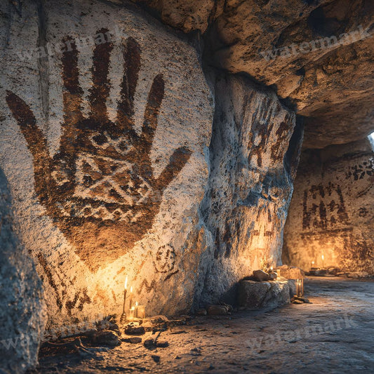 Ancient Burger Deity Cave Art Backdrop Images