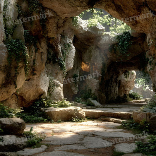 Ancient Stone Platform Cave Backdrop Images