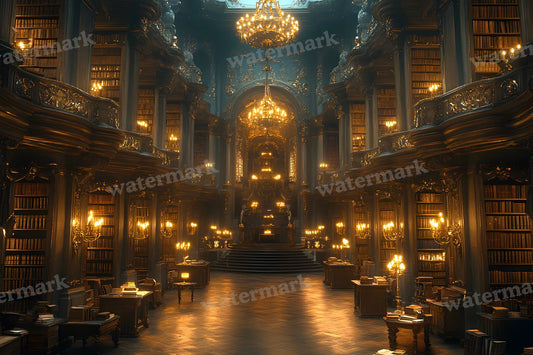 Antique Library Aisle Backdrop Images