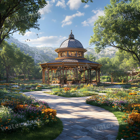 Baroque Garden digital photo backdrop for photo editing, preview 1