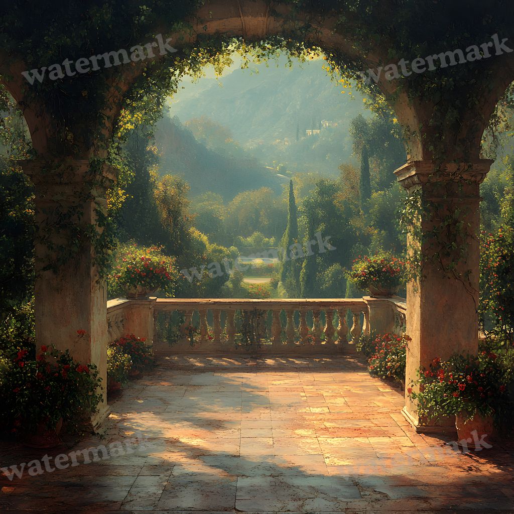 Baroque Garden digital photo backdrop for photo editing, preview 1