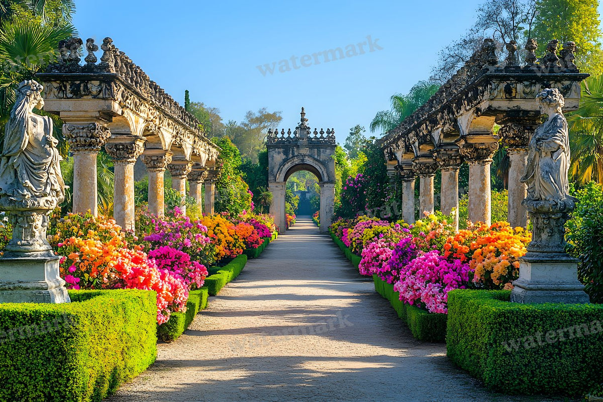 Baroque Marble Garden digital photo backdrop for photo editing, preview 1
