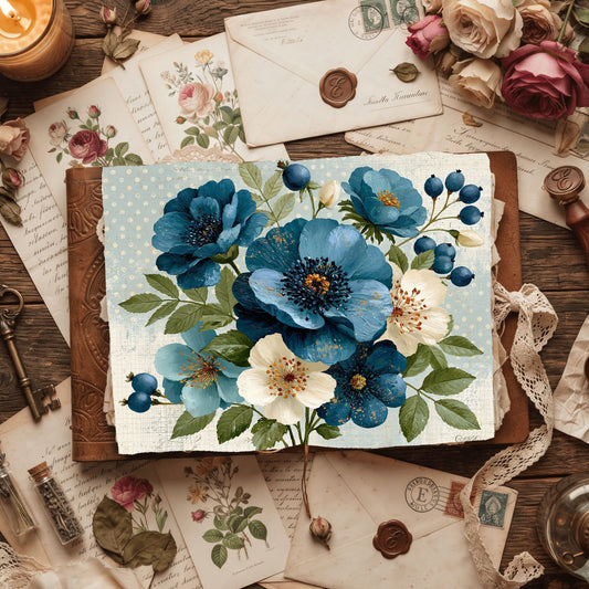 Blue Shabby Chic Journal Paper
