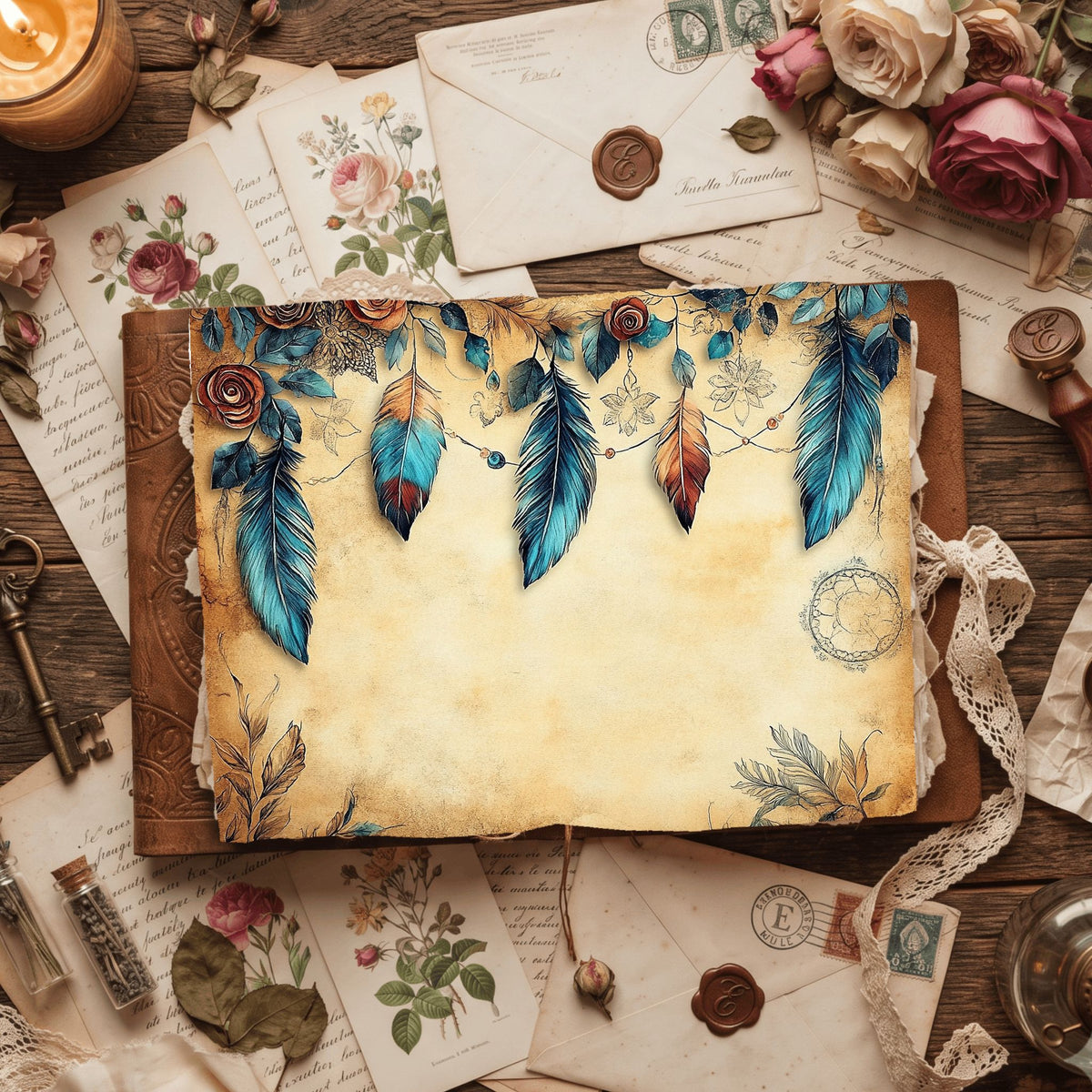 Dreamy Aged Vintage Printable Paper