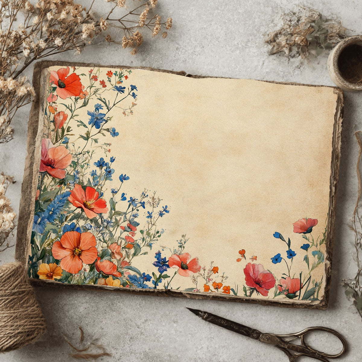 Dreamy Aged Vintage Writing Paper printable junk journal paper, page preview 2