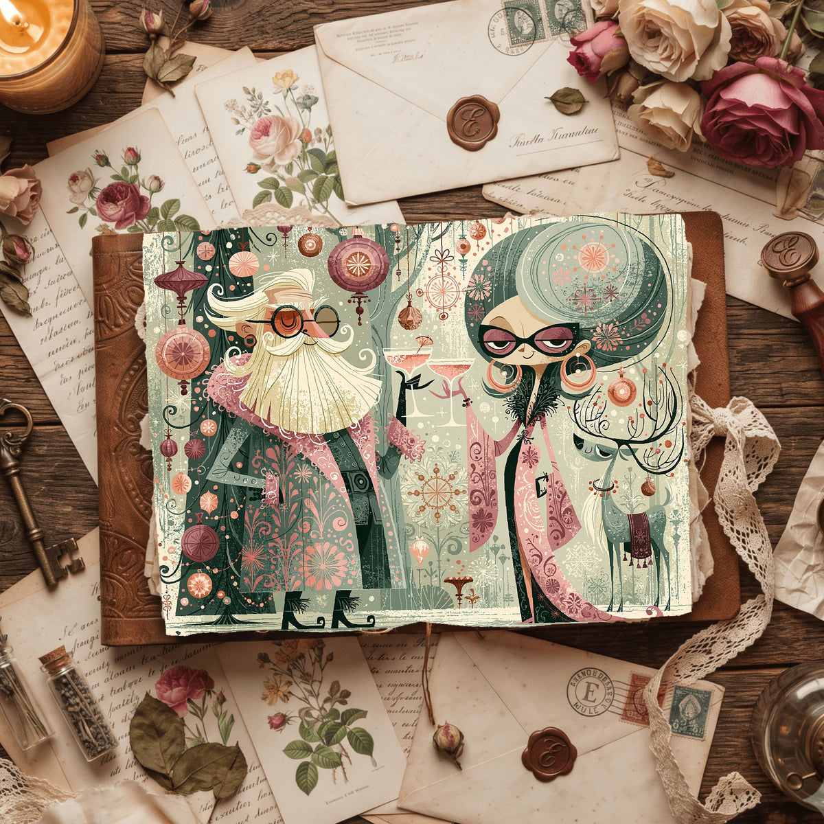 Groovy Vintage Santa Christmas Art