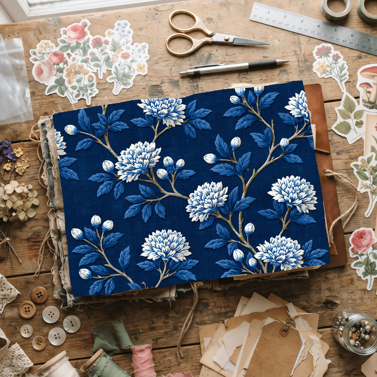Indigo Floral Textile Pattern
