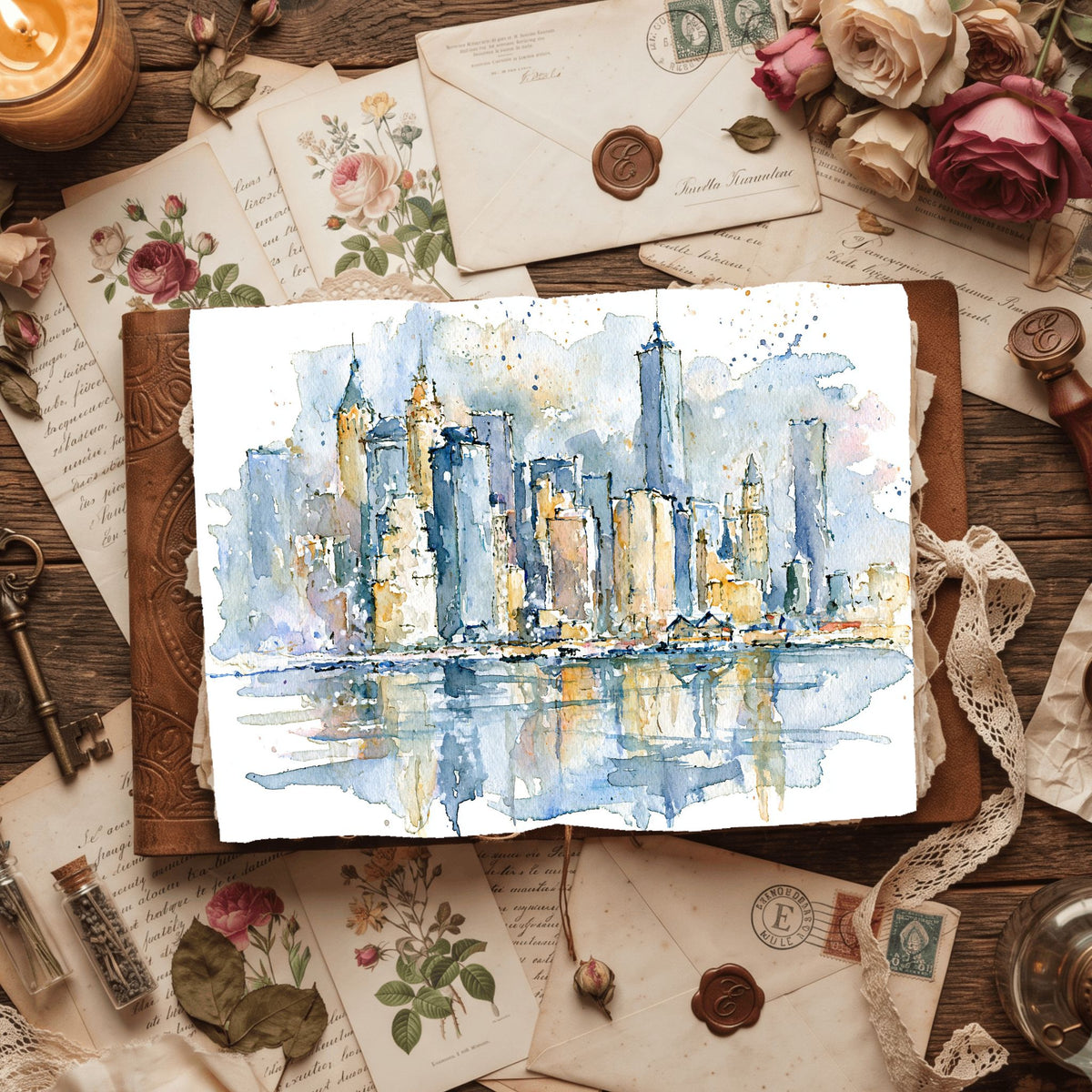 Minimalist Japanese New York Watercolor
